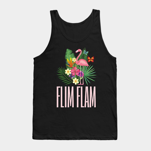 Summer Tropical Pink Flamingo Tank Top by Eva Wolf